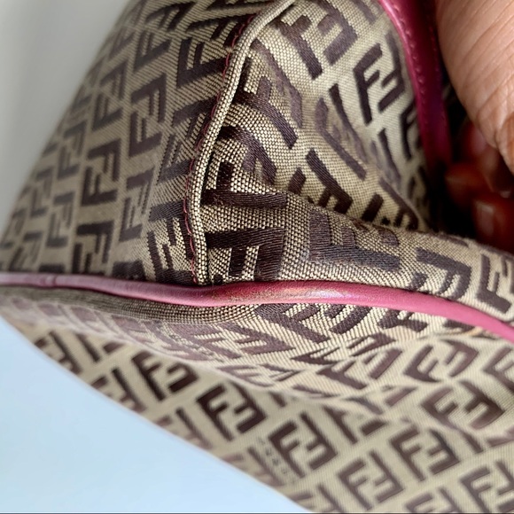 FENDI ZUCCA BOSTON /Pink /Rare - Picture 4 of 8